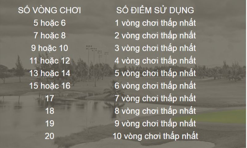 Bảng thông tin chênh lệch được sử dụng theo số vòng chơi Bảng thông tin chênh lệch được sử dụng theo số vòng chơi