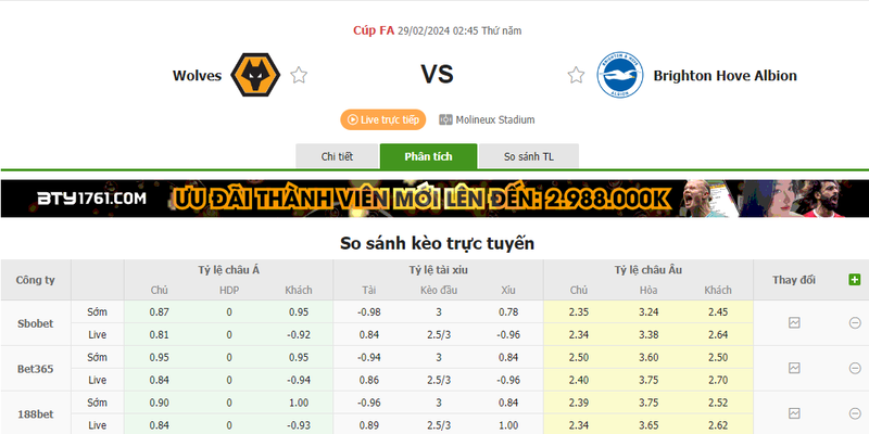 Nhận định soi kèo châu Á - Wolves vs Brighton Nhận định soi kèo châu Á - Wolves vs Brighton