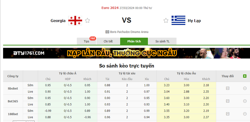 Nhận định soi kèo châu Á - Georgia vs Hy Lạp Nhận định soi kèo châu Á - Georgia vs Hy Lạp