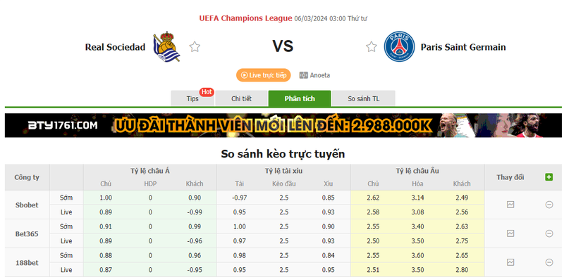 Nhận định soi kèo châu Á - Real Sociedad vs PSG Nhận định soi kèo châu Á - Real Sociedad vs PSG
