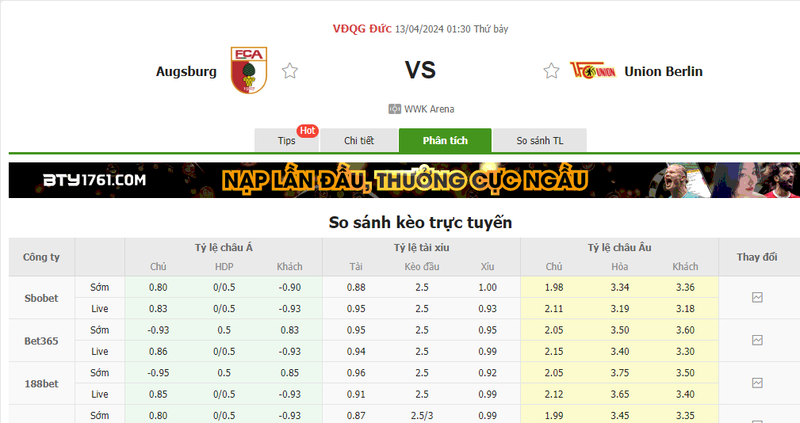 Nhận định soi kèo châu Á - Augsburg vs Union Berlin Nhận định soi kèo châu Á - Augsburg vs Union Berlin