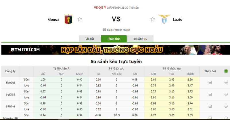 Nhận định soi kèo châu Á – Genoa vs Lazio Nhận định soi kèo châu Á – Genoa vs Lazio