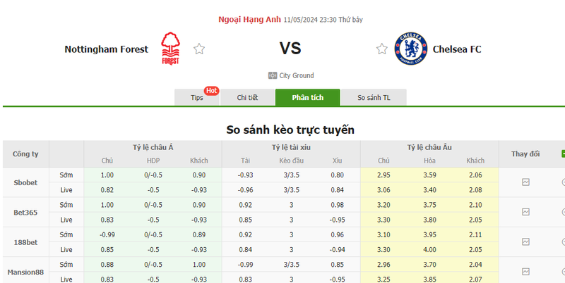 Nhận định soi kèo châu Á – Nottingham vs Chelsea Nhận định soi kèo châu Á – Nottingham vs Chelsea